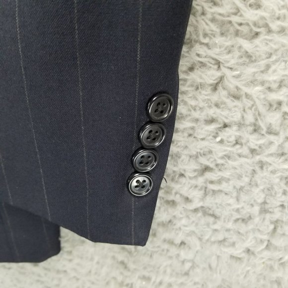 Christian Dior Jacket Mens 42L Blue Stripe Wool Long Sleeve 2 Button Blazer Suit - Picture 3 of 16